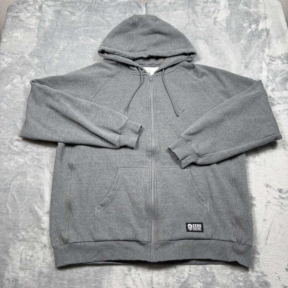 Zero Foxtrot Hoodie Mens 2XL Grey Smuggler Fleece Pullover Kangaroo Pocket